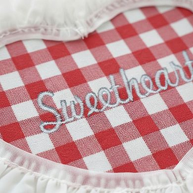 2-PC Heart Shaped Fabric Coaster with Ruffle Trim Table Protector