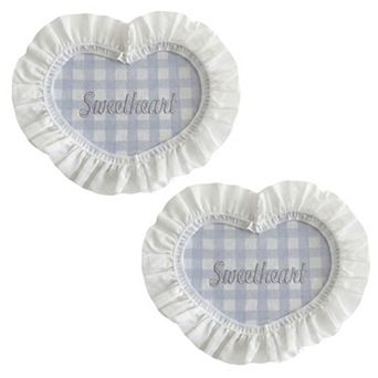 2 pc Heart Shaped Fabric Coaster with Ruffle Trim Table Protector