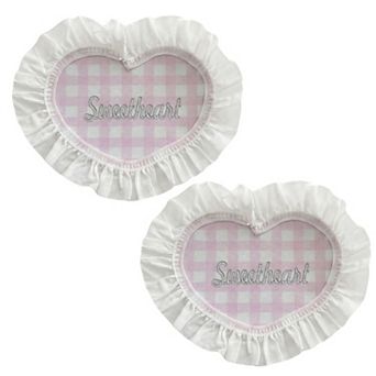 2 pc Heart Shaped Fabric Coaster with Ruffle Trim Table Protector