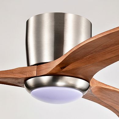 ELEMENT ACE 52-Inch Flush Mount Solid Wood Blade Ceiling Fan with Integrated Light and Remote