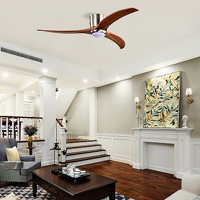 ELEMENT ACE 52-Inch Flush Mount Solid Wood Blade Ceiling Fan with Integrated Light and Remote
