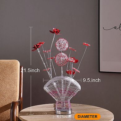 ELEMENT ACE Aluminum and Acrylic Floral Design LED Table Lamp with Vase Base