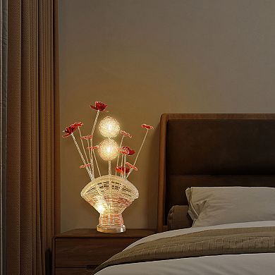 ELEMENT ACE Aluminum and Acrylic Floral Design LED Table Lamp with Vase Base