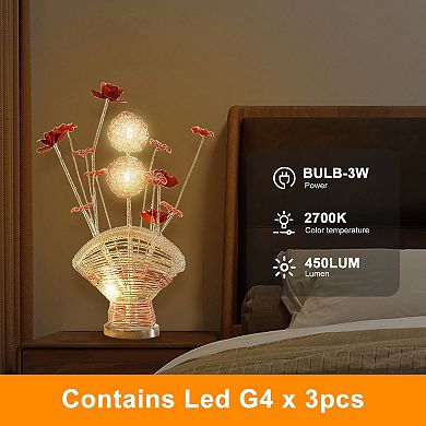 ELEMENT ACE Aluminum and Acrylic Floral Design LED Table Lamp with Vase Base
