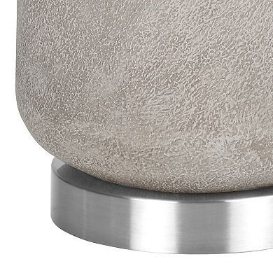 ELEMENT ACE Modern Table Lamp with Textured Resin Base and Linen Drum Shade