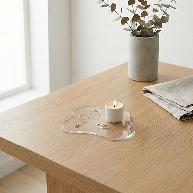 2-PC Clear Wavy Edge Coaster Transparent Drink Table Protector