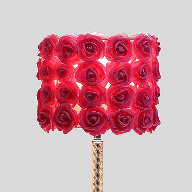 ELEMENT ACE Acrylic and Metal Table Lamp with Blooming Floral Design