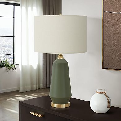ELEMENT ACE Contemporary Ceramic Table Lamp with Drum Shade for Home Decor