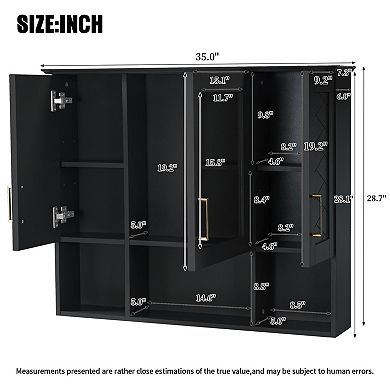 ELEMENT ACE Wall Mounted Medicine Cabinet with Adjustable Shelves and Soft Close Doors