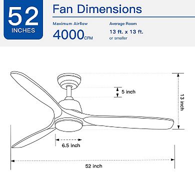 ELEMENT ACE 52 Inch Rustic Farmhouse LED Ceiling Fan with Remote Control