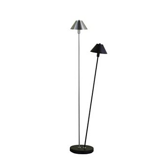 ELEMENT ACE Double Cone Floor Lamp with Matte Black and Brushed Nickel Finish