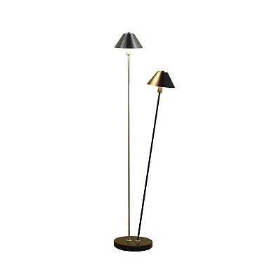 ELEMENT ACE Double Cone Floor Lamp with Matte Black and Brushed Nickel Finish