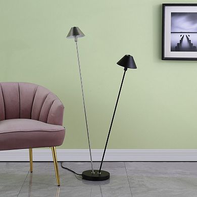 ELEMENT ACE Double Cone Floor Lamp with Matte Black and Brushed Nickel Finish