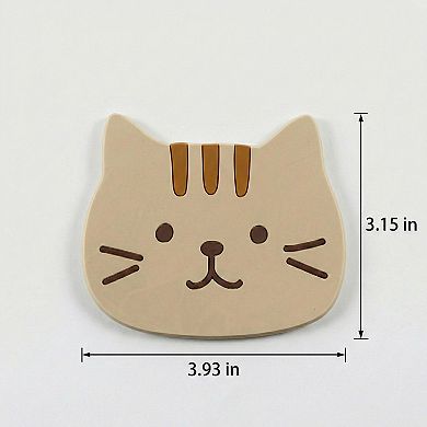 4-PC Cat Face Coaster Cute Non Slip Drink Table Protector