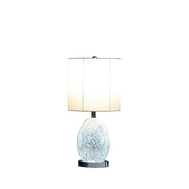 ELEMENT ACE Modern Silver Mirror Glass and Metal Table Lamp with Nightlight Feature