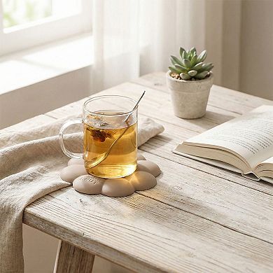 2-PC Flower Shaped Silicone Cup Coaster with Heat Resistant Non Slip Design