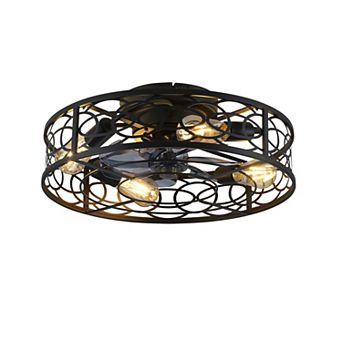 ELEMENT ACE 20 Inch Flush Mount Caged Ceiling Fan with Remote Control and Light Kit
