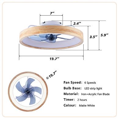 ELEMENT ACE Modern Flush Mount Ceiling Fan with Integrated LED Light and Remote