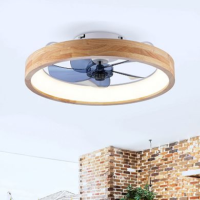 ELEMENT ACE Modern Flush Mount Ceiling Fan with Integrated LED Light and Remote