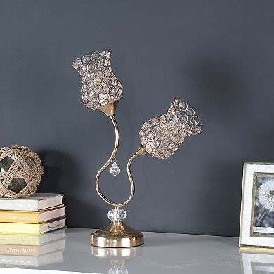 ELEMENT ACE Floral Trumpet Glam Metal Table Lamp with Acrylic Bead Shade
