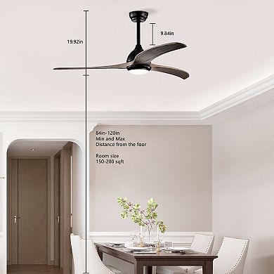 ELEMENT ACE 52 Inch Solid Wood Blades Ceiling Fan with Light and Remote Control