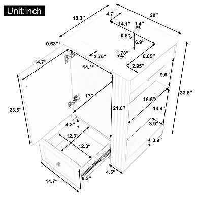 ELEMENT ACE Compact Freestanding Bathroom Vanity with Ceramic Sink and Storage