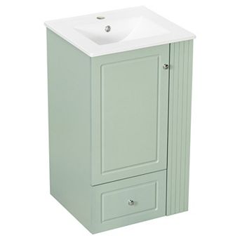 ELEMENT ACE Compact Freestanding Bathroom Vanity with Ceramic Sink and Storage