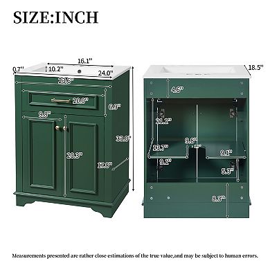 ELEMENT ACE Compact Bathroom Vanity with Integrated Ceramic Sink and Storage Cabinet