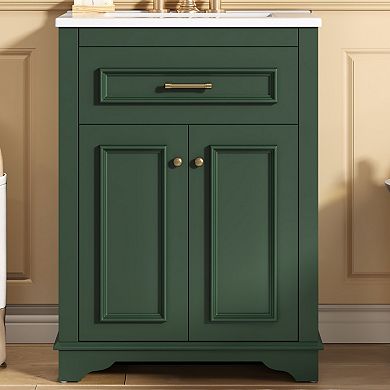 ELEMENT ACE Compact Bathroom Vanity with Integrated Ceramic Sink and Storage Cabinet