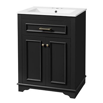 ELEMENT ACE Compact Bathroom Vanity with Integrated Ceramic Sink and Storage Cabinet