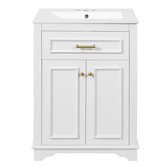 ELEMENT ACE Compact Bathroom Vanity with Integrated Ceramic Sink and Storage Cabinet