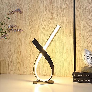 ELEMENT ACE Abstract Ribbon Bow LED Table Lamp with Metal Finish