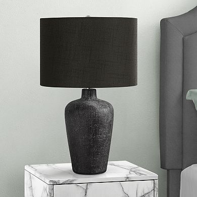 ELEMENT ACE Contemporary Ceramic Table Lamp with Black Fabric Shade