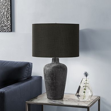 ELEMENT ACE Contemporary Ceramic Table Lamp with Black Fabric Shade