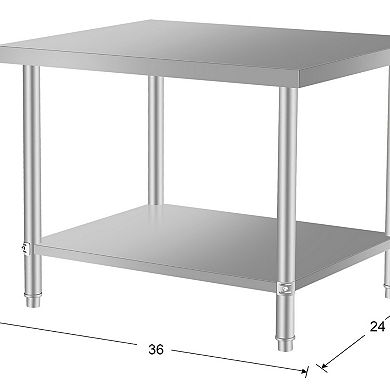 ELEMENT ACE Commercial Stainless Steel Kitchen Prep Table with Under Shelf