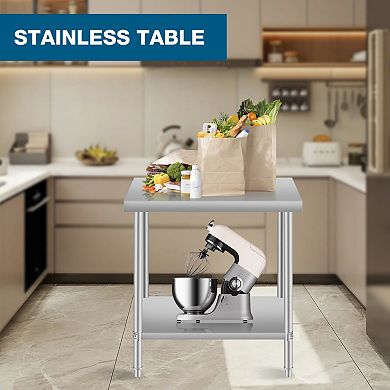 ELEMENT ACE Commercial Stainless Steel Kitchen Prep Table with Under Shelf