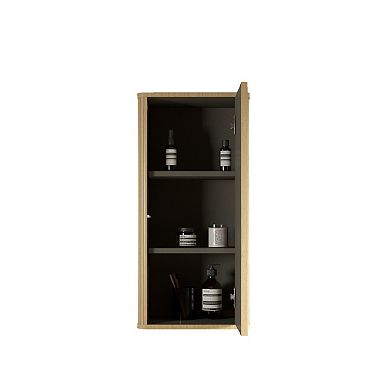 ELEMENT ACE Floating Side Cabinet with Curvy Design and Striped Textures