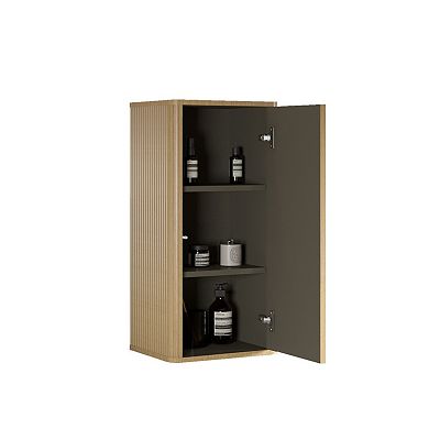 ELEMENT ACE Floating Side Cabinet with Curvy Design and Striped Textures