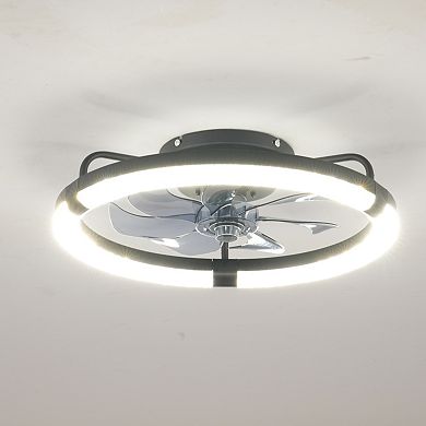 ELEMENT ACE Flush Mount Ceiling Fan with LED Light and Remote Control