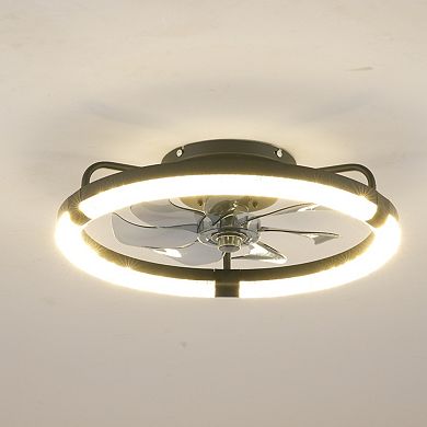 ELEMENT ACE Flush Mount Ceiling Fan with LED Light and Remote Control