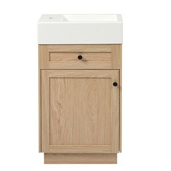 ELEMENT ACE Compact Rustic Bathroom Vanity with Reversible Sink and Adjustable Storage