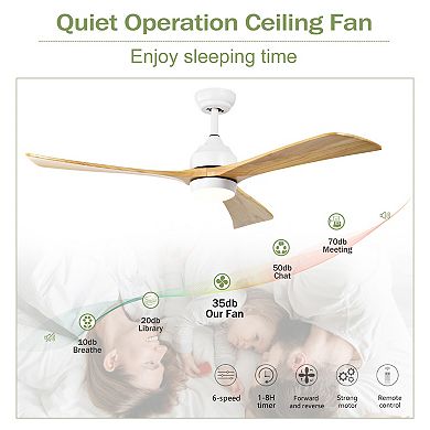 ELEMENT ACE 52-Inch Solid Wood Blade Ceiling Fan with Integrated Light and Remote Control