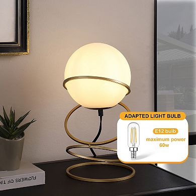 ELEMENT ACE Modern Spiral Ring Table Lamp with Glass Globe Shade for Living Spaces