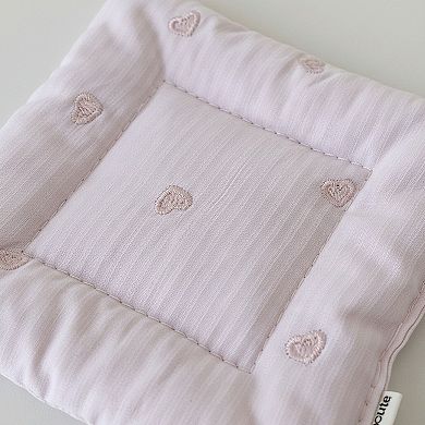 2-PC Square Fabric Cup Coaster with Soft Padded Design and Subtle Heart Embroidery