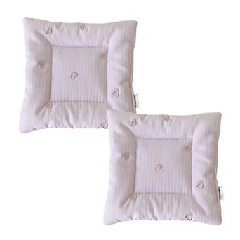 2 pc Square Fabric Cup Coaster with Soft Padded Design and Subtle Heart Embroidery