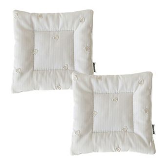 2 pc Square Fabric Cup Coaster with Soft Padded Design and Subtle Heart Embroidery