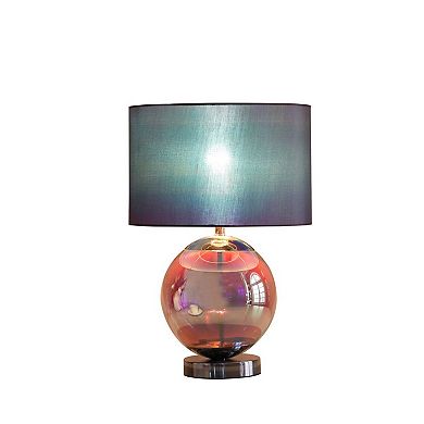 ELEMENT ACE Iridescent Chrome Table Lamp with Glass Orb and Gray Drum Shade
