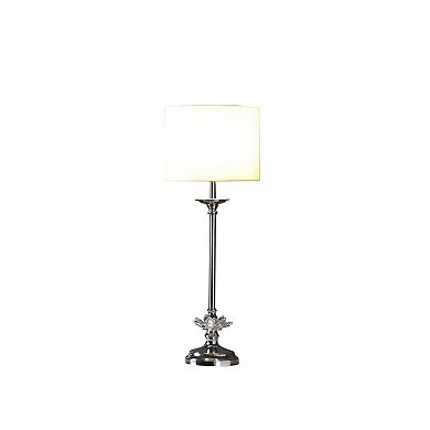 ELEMENT ACE Crystal Floral Chrome Metal Table Lamp with White Drum Shade