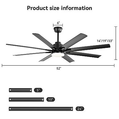 ELEMENT ACE 52-Inch Smart Ceiling Fan with Integrated Light and Voice Control