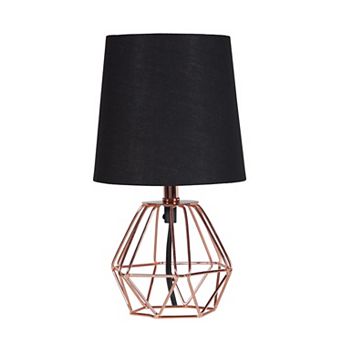 ELEMENT ACE Geometric Metal Table Lamp with Copper Finish and Black Shade